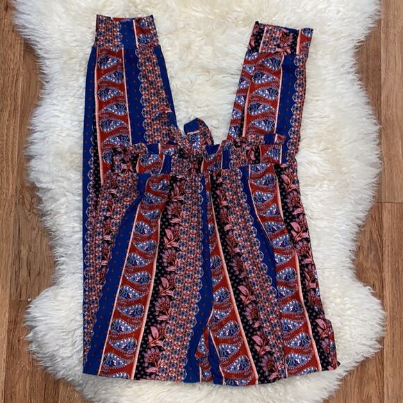 Mudd Sueded Jersey Paperbag Waisted Joggers Tapered Ankle Floral & Paisley EUC - Picture 9 of 12